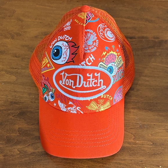 Von Dutch Vibrant Orange Trucker Hat - Picture 1 of 8